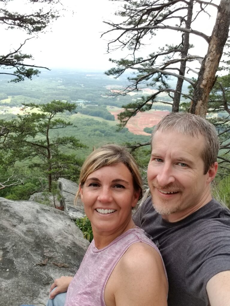 Selfie with the view from Pilot Mountain