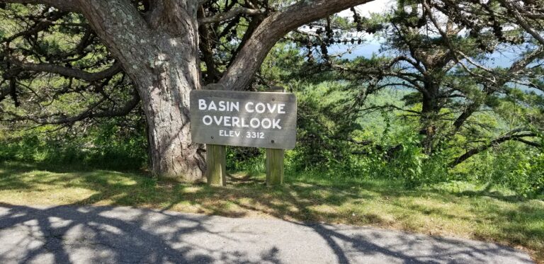 Basin Cove Overlook sign