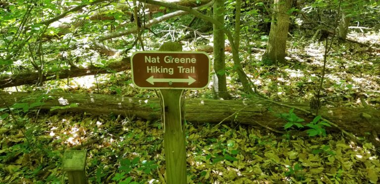 Nat Greene Hiking Trail sign