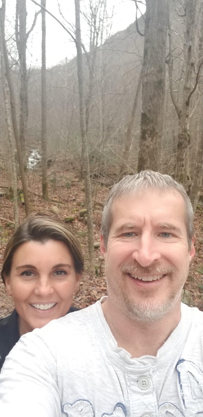 Selfie in the winter woods