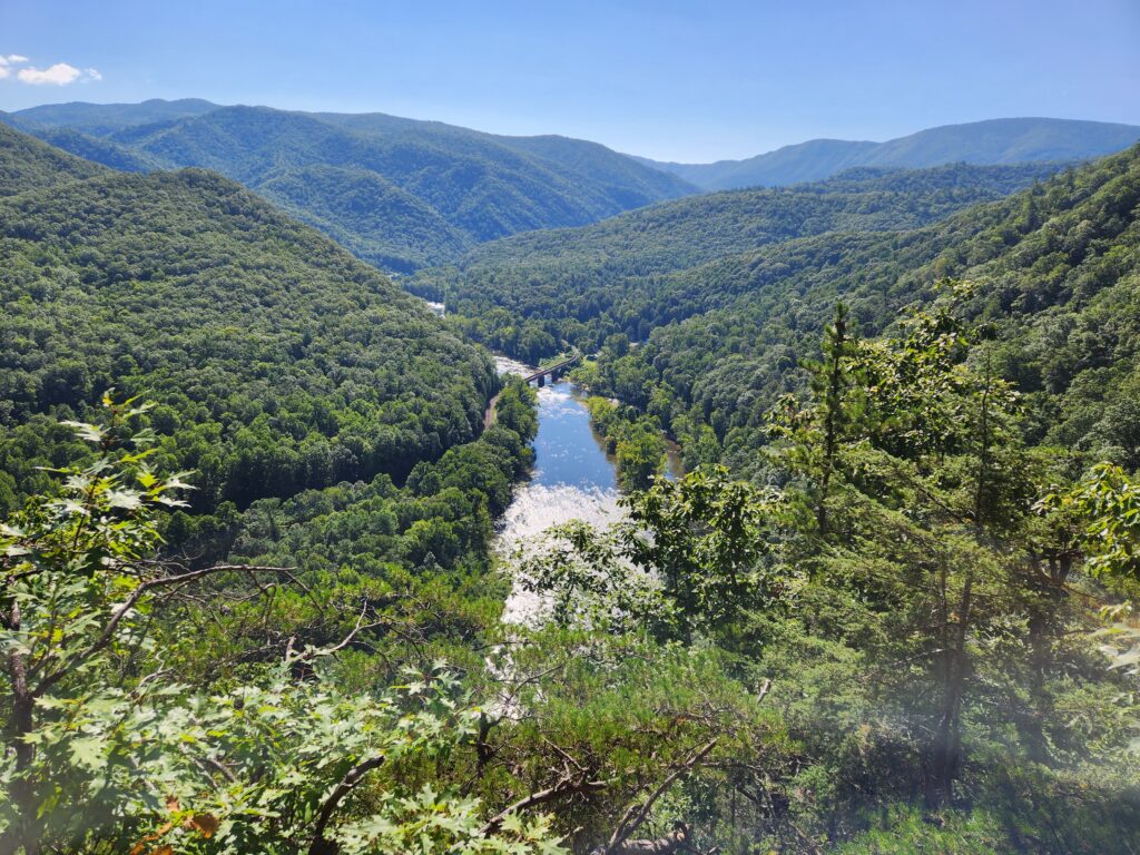 The Nolichucky River winding through its gorge