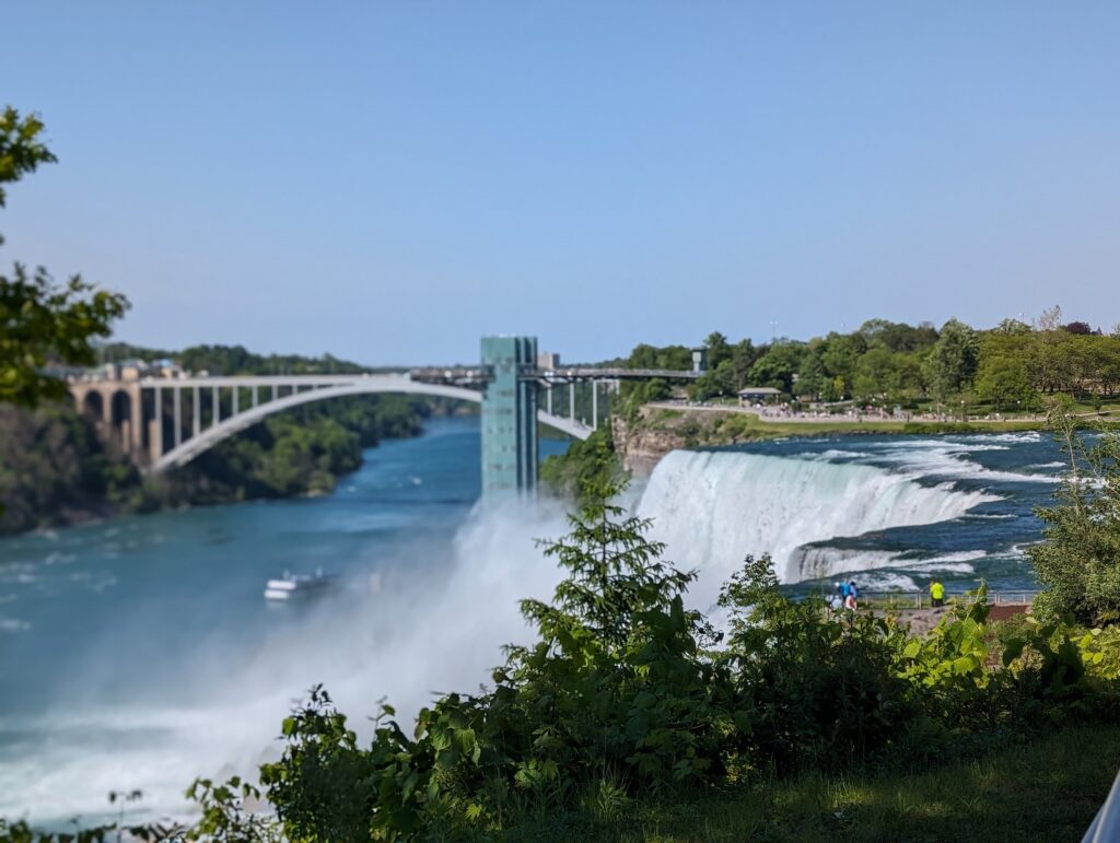 American Falls and the Rainbow Bridge from Niagara Falls State Park