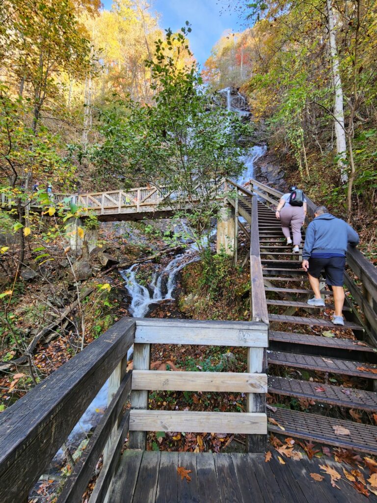 Climbing the staircase beside Amicalola Falls